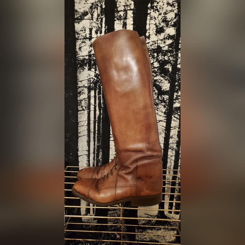 Equestrian Knee High Lace-Up Leather Boots